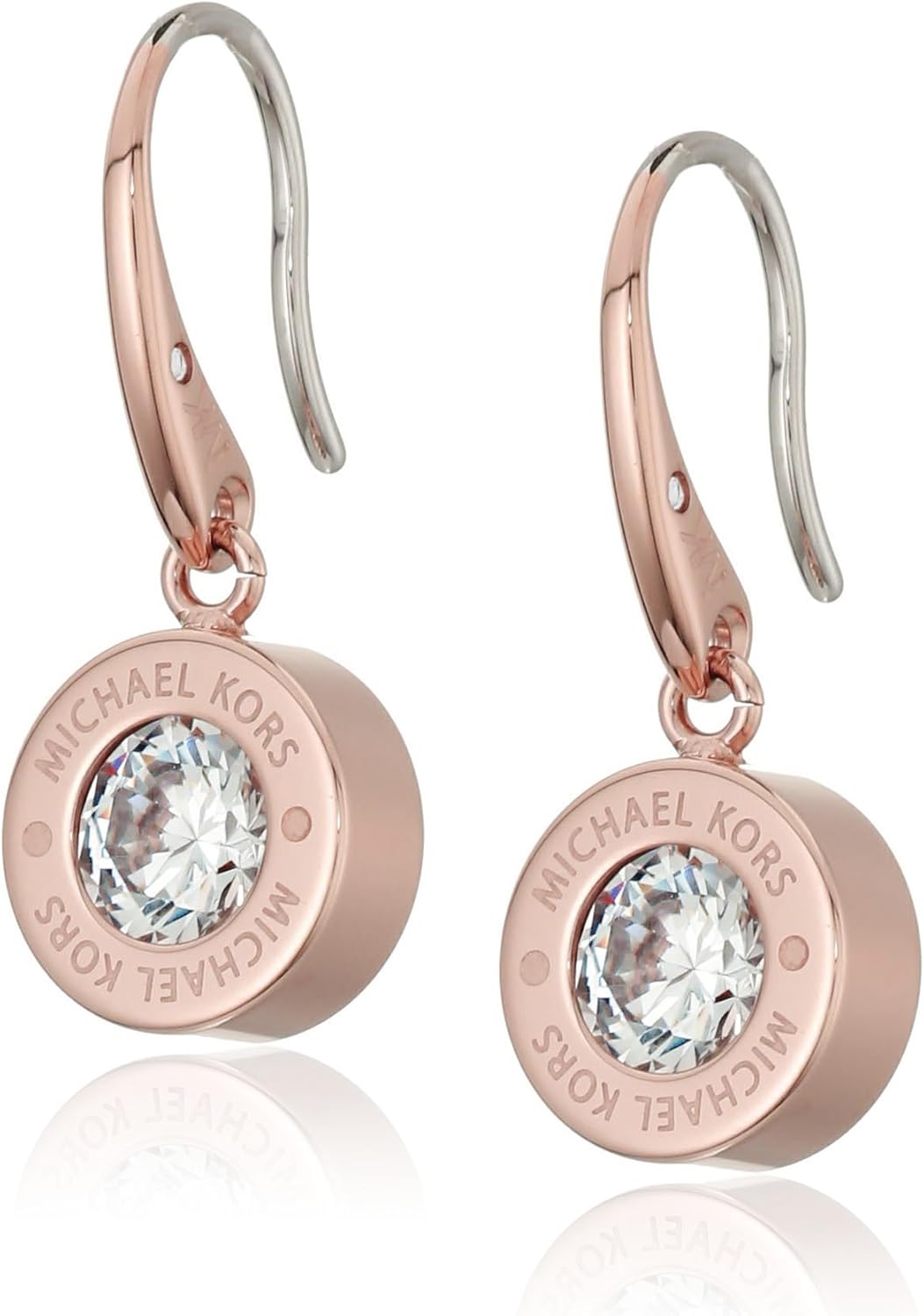 Michael Kors "Logo" Rose GoldTone and Crystal Drop Earrings Amazon.co