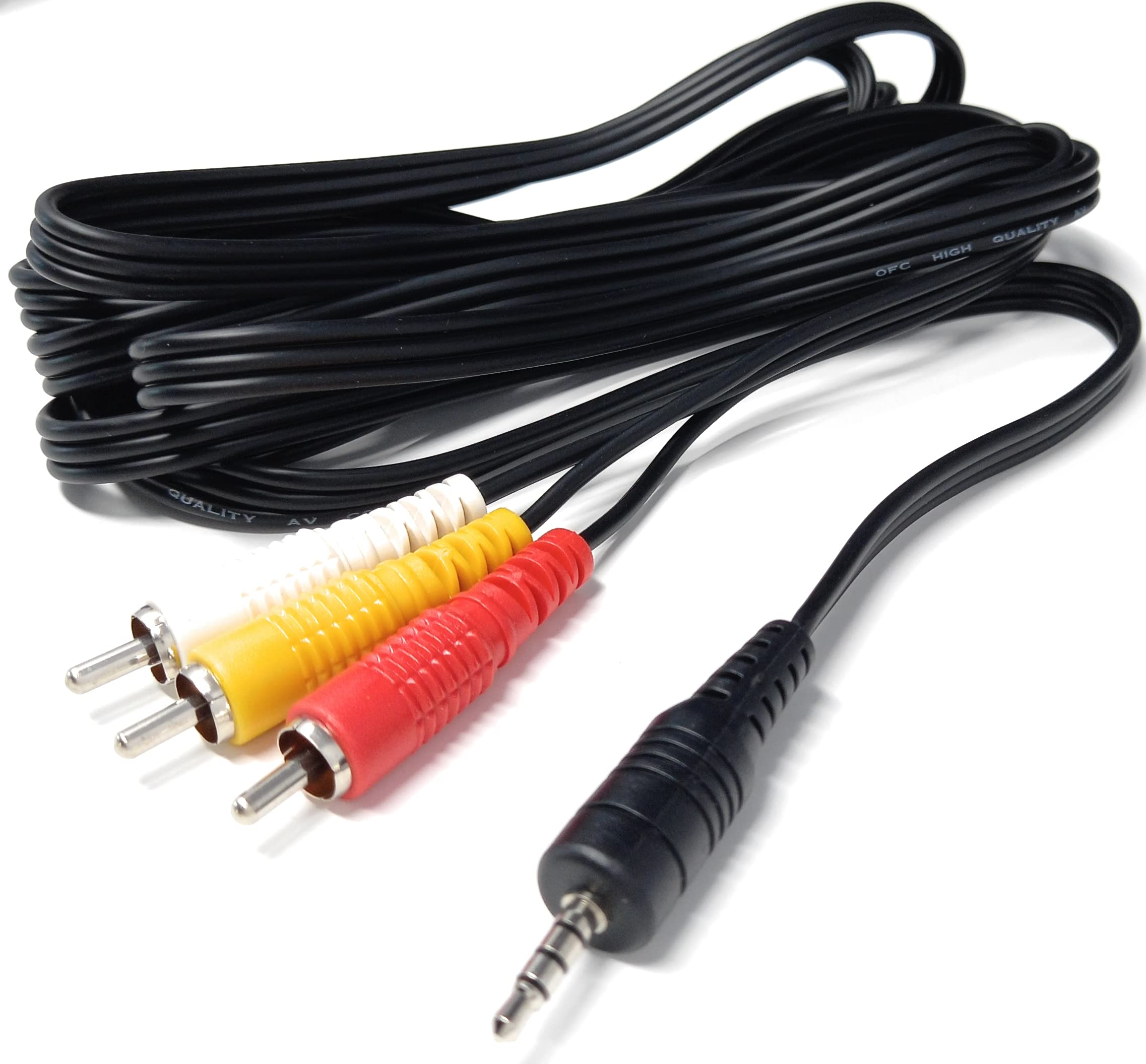 DRUT 3m 3.5mm 4 Pole Jack Plug to 3 x RCA Phono Composite Audio Video AV AUX Lead Cable 10ft