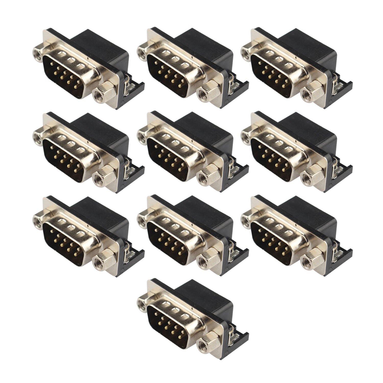 Futheda 10 Pcs RS232 DR9 9Pin Male Solder Connector Jack Socket PCB 90 Degree for Computer Interface