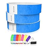 600 WristCo Neon Blue Tyvek Wristbands for Events