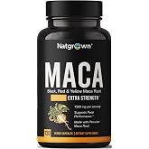 Natgrown Organic Maca Root Powder Capsules - Black, Red &amp; Yellow - 120 ct | 1500 mg per Serving, Gelatinized Peruvian Maca Supplement for Men &amp; Women - Non-GMO, Gluten-Free, Vegan