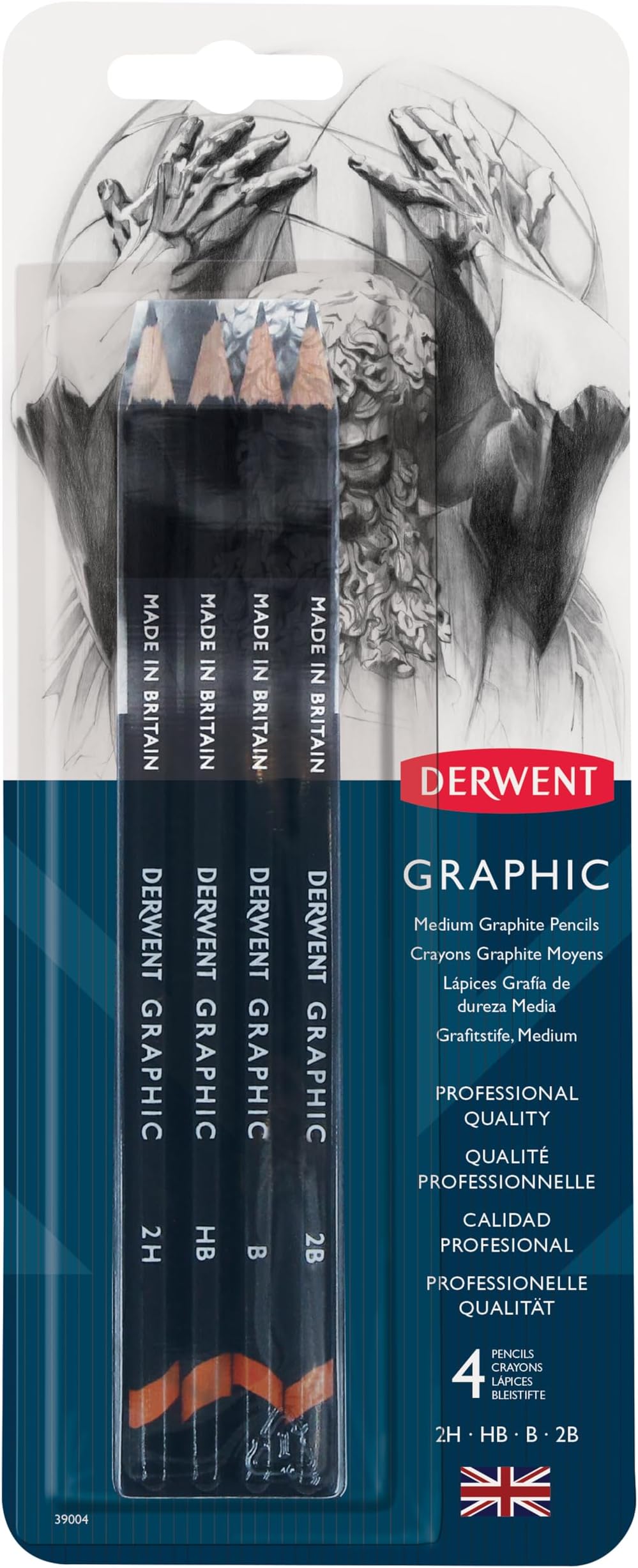Derwent Graphic Medium Graphite Pencils Set of 4 Professional Quality