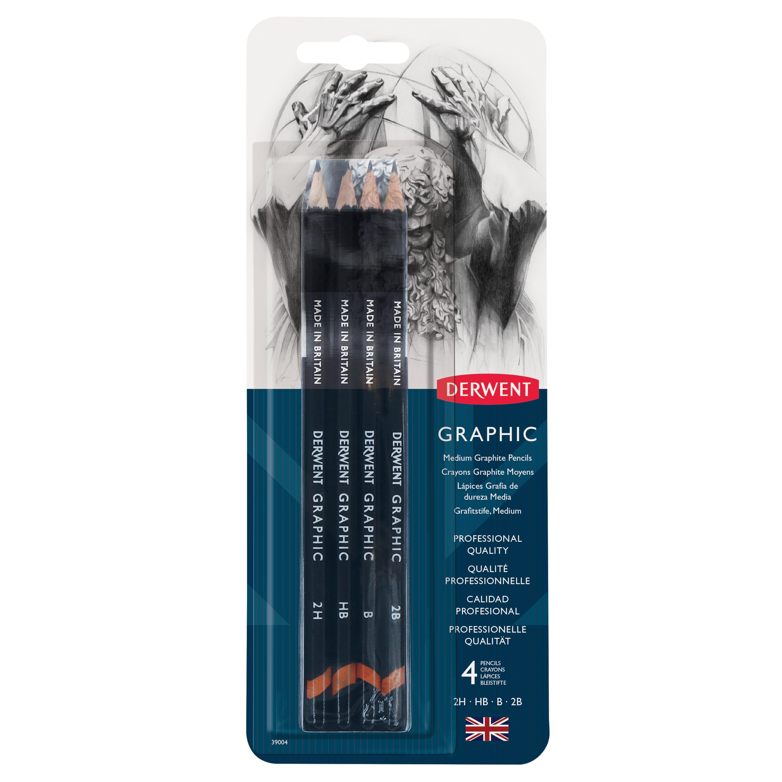 Derwent Graphic Medium Graphite Drawing Pencils, Set of 4, Professional Quality, 39004 — image 1