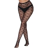 XIUSEMY Fishnet Stockings for Women Sexy Tights Lace Pantyhose Patterned Leggings Black Plus Size