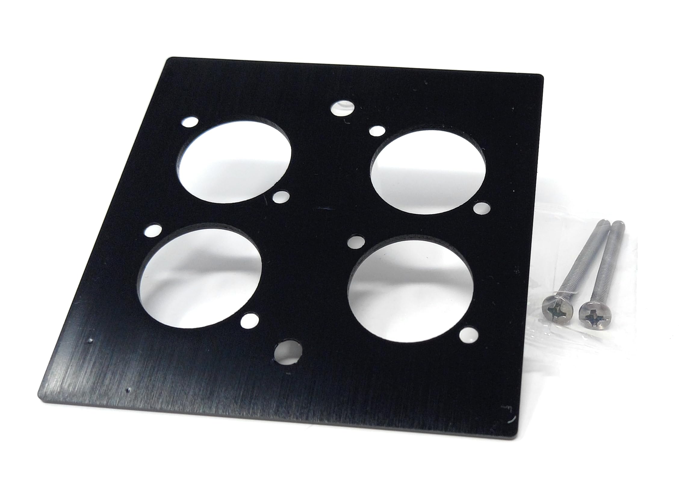 Brushed Aluminium Wall Plate, 86x86mm, D-Series Hole, Compatible with Neutrik, HDMI, USB, RJ45, BNC, RCA, XLR Wall Faceplates (4 Holes)