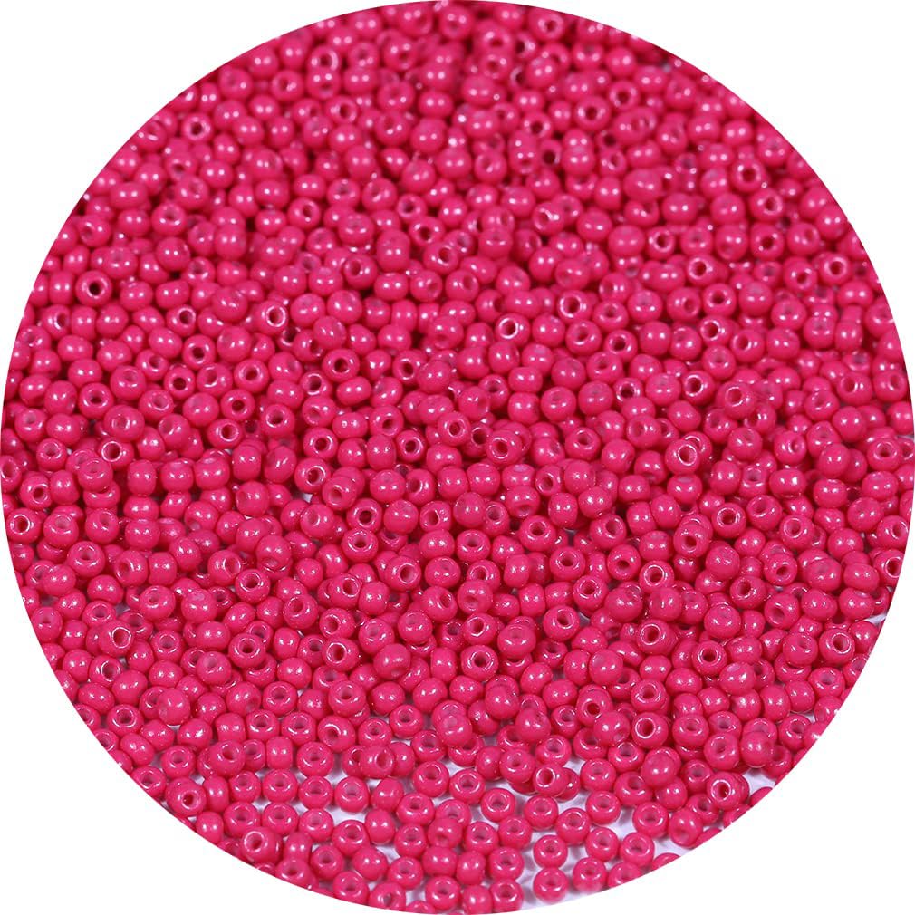 Bala&Fillic Size 3mm Rose Color Seed Beads 4000pcs/100 Grams, 8/0 Round Glass Craft Beads for Making Jewelry Earring Bracelets Necklace