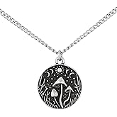 HAQUIL Mushroom With Triple Moon Pendant Necklace, Cute Mushroom Stuff Mushroom Necklace Vintage Mushroom Necklace Jewelry Gifts For Women