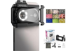 【2024 Upgraded】 DALYANGDA Phone Microscope Lens, Nano Zoom 100x for iPhone, Nanozoom for iPhone,Nanozoom 100x Magnification Zoom, Nanosight x100,12 LED Modes,CPL Lens,Stable(Black)