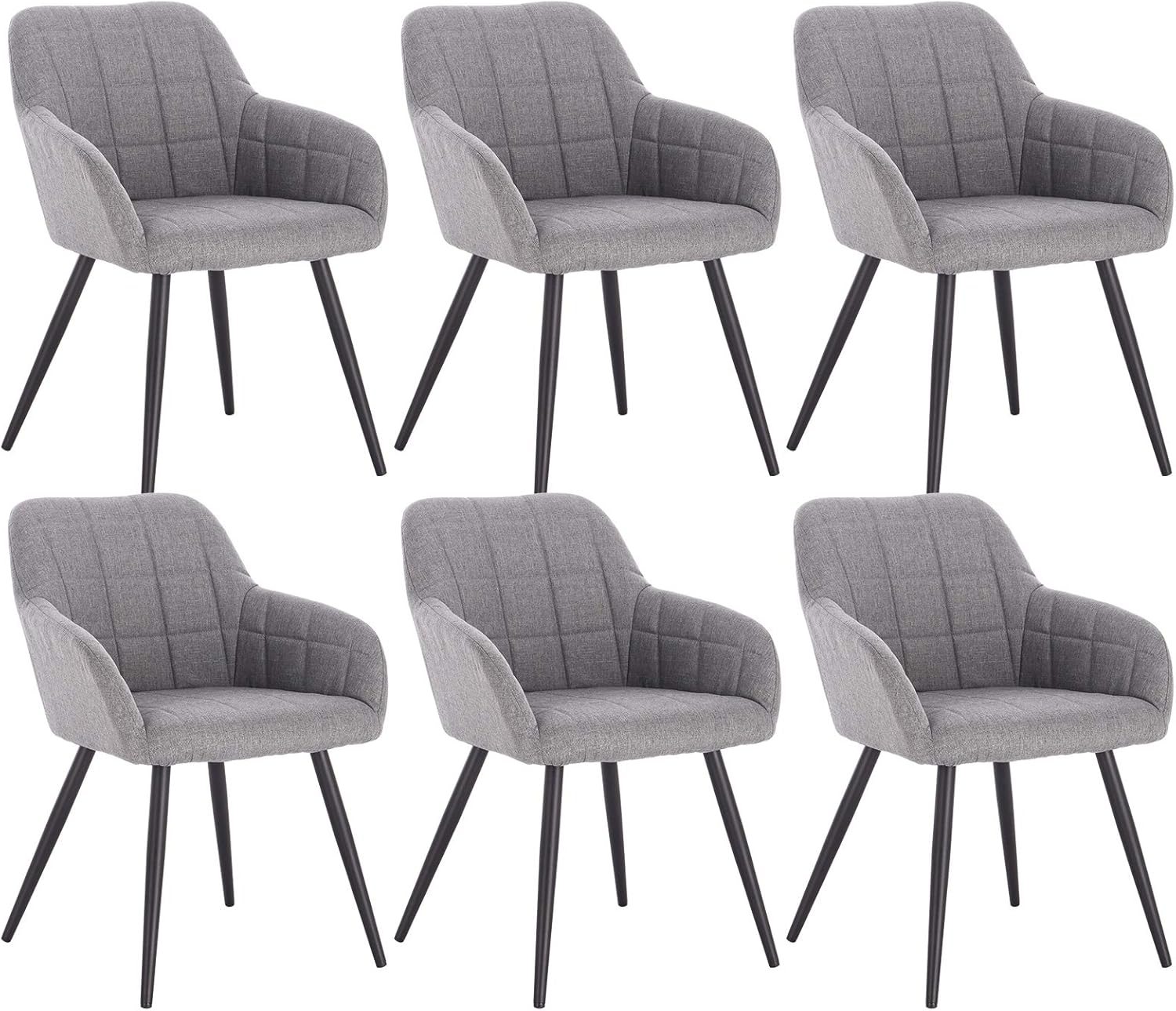 WOLTU Kitchen Dining Chairs Light Gray Set of 6 pcs Counter Lounge