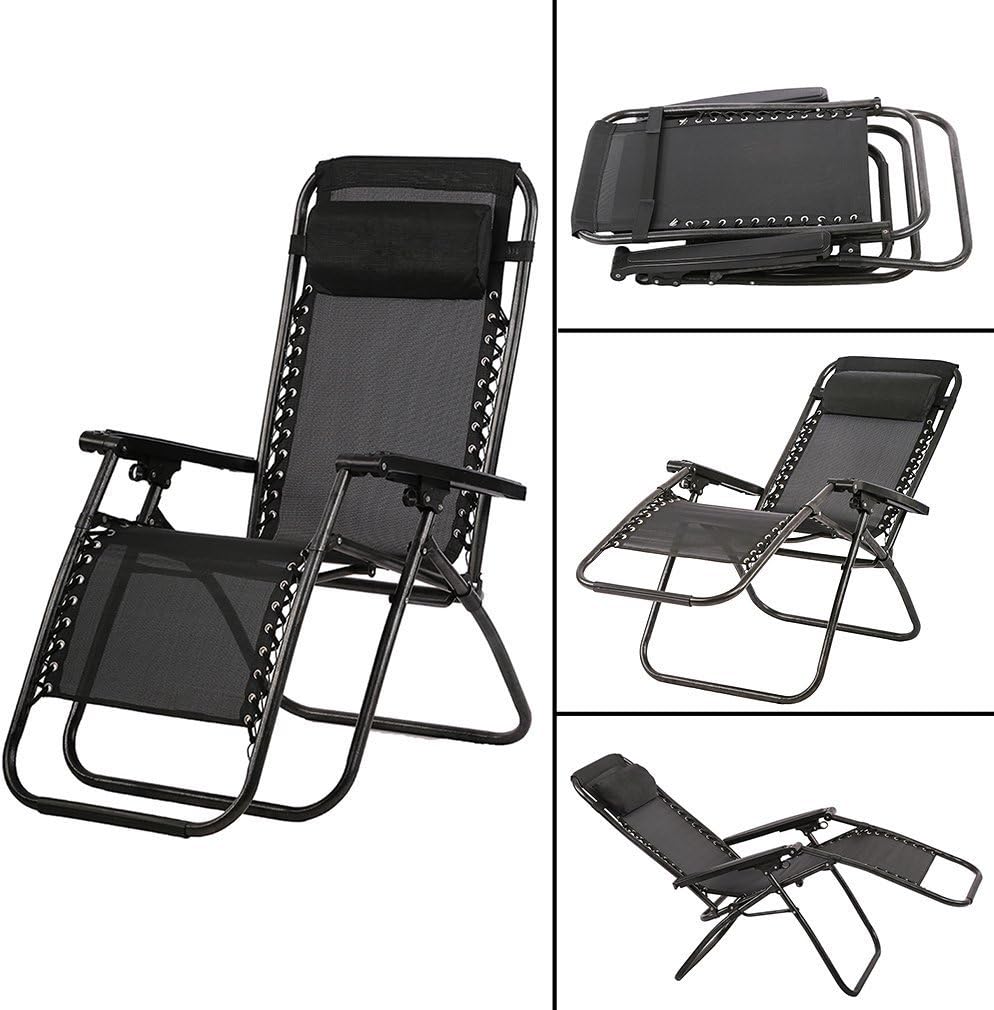Zero Gravity Chair Patio Lounge Recliners Adjustable Folding Set of 2 for Pool Side Outdoor Yard Beach: Kitchen & Dining