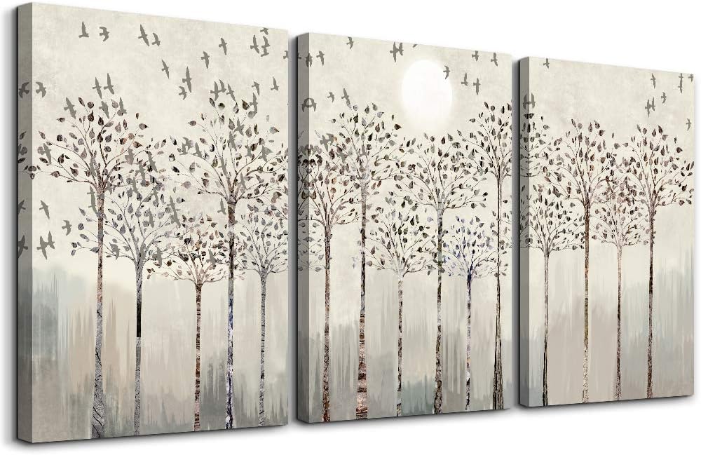 Wall Décor - trees and birds Abstract Paintings Canvas Prints Wall Art for Bedroom Bathroom Wall Decor office Artworks Pictures Wall Decorations for Living Room,3 Piece Sunrise and sunset Modern Home Decoration