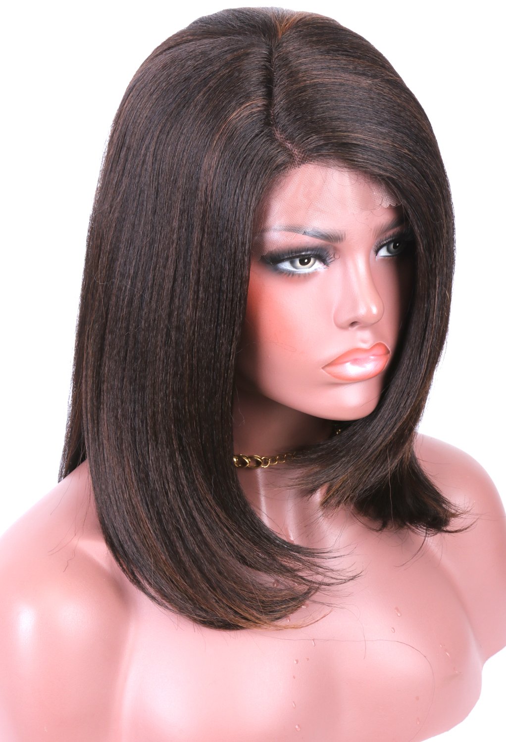 Colodo Brown Synthetic Lace Front Wigs Natural Wigs with Free L Part Wig Cap For Hair Replacement 18 Inches