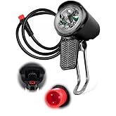 Ebike Headlight 2 Pin Male Connector, 6-60V, LED Bulb, 20Lm Lights Output | E Bike Headlight 2 Pin, Weather-Resistant, Waterproof Connector, Easy Installation, 180&deg; Adjustable Stainless Steel Bracket