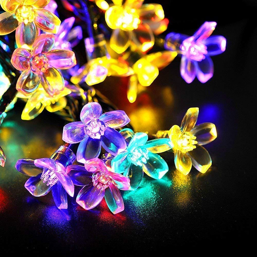ECOWHO Solar String Lights 50 LED Waterproof Fairy Lights Starry Blossom Flower Lights for Indoor and Outdoor, Patio, Garden, Party, Christmas (Multicolor)
