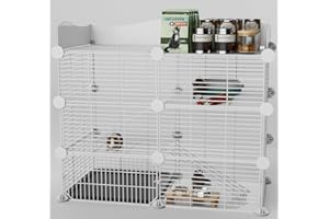 STILLCOVE DIY C&C Guinea Pig Cage Indoor: Pet Playpen Small Animal Cage with Removable Tray & Skylight for Ferret Hamster Rat Hedgehog