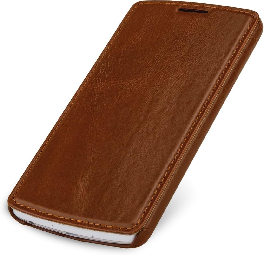 StilGut® UltraSlim Book Type without Clip, Leather Case for LG G3 Stylus, Cognac Brown - Image 4