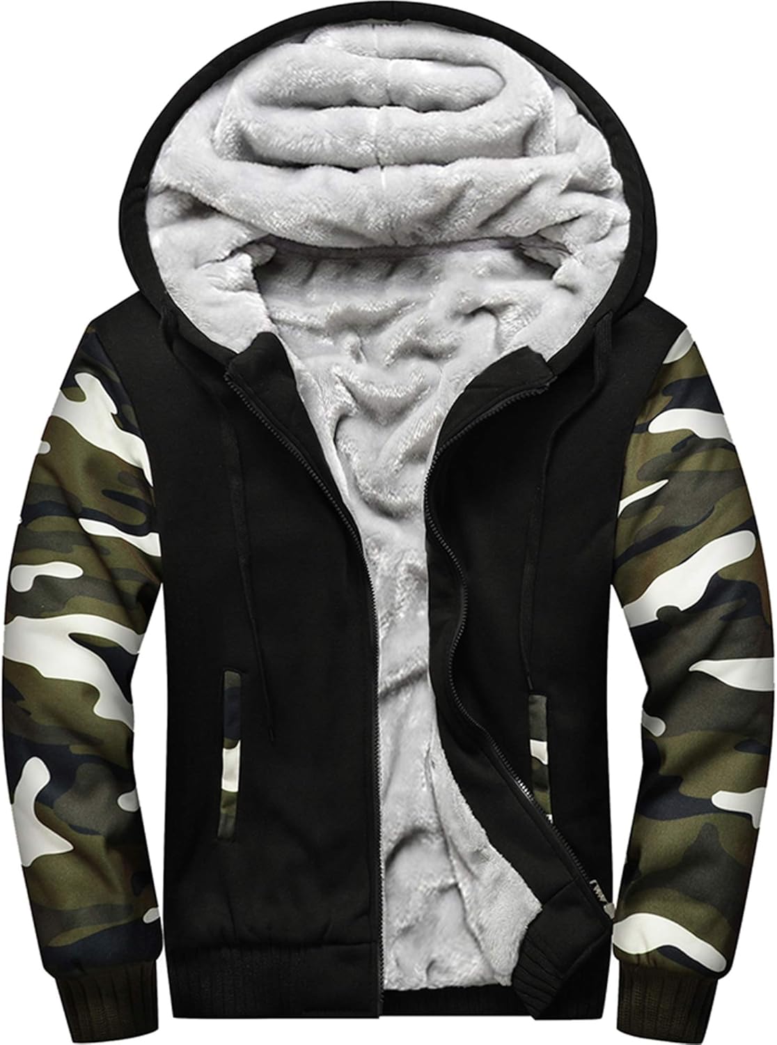 MACHLAB Men's Pullover Winter Workout Fleece Hoodie Jackets Full Zip Wool Warm Thick Coats: Clothing