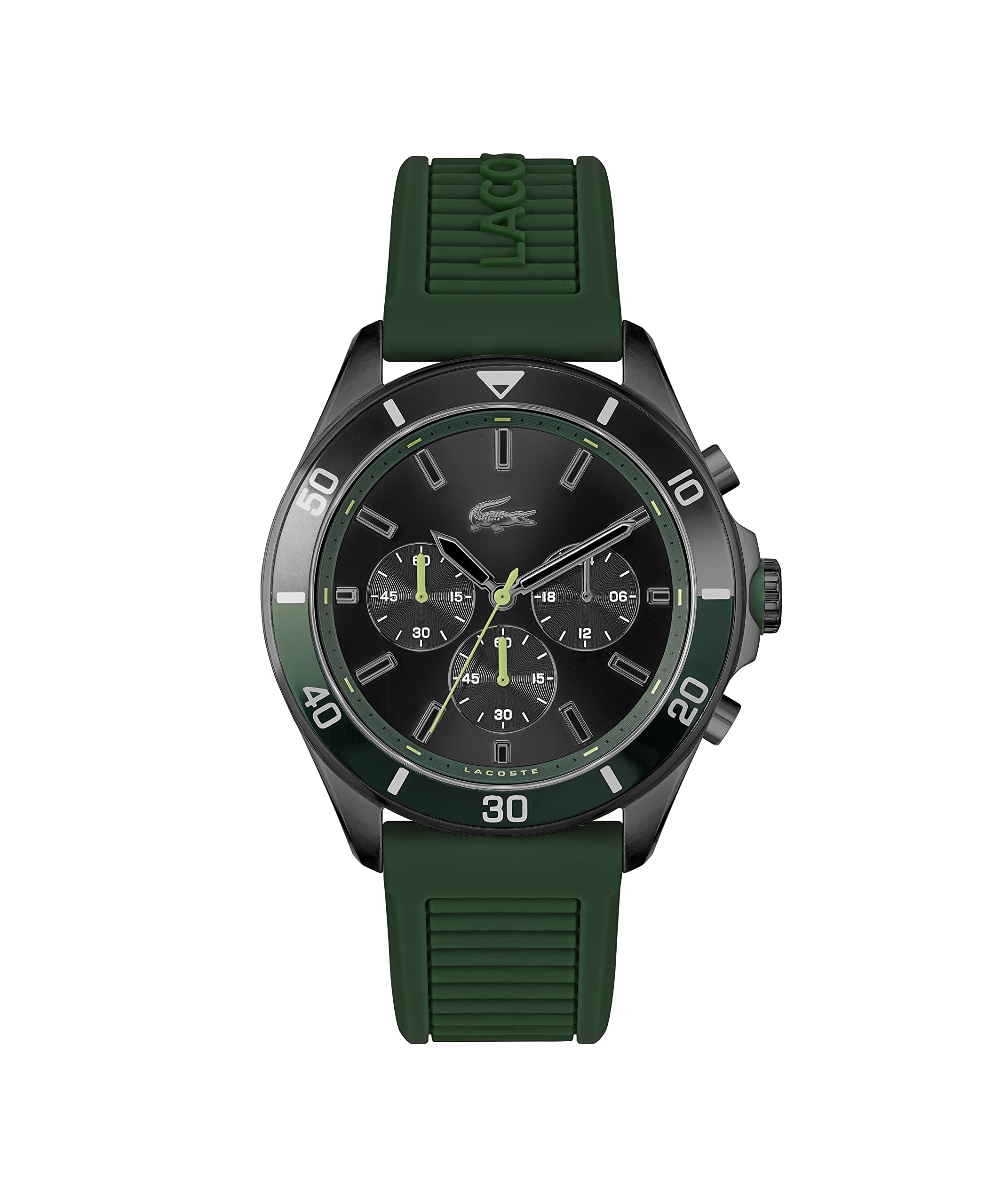Lacoste Chronograph Quartz Watch for Men TIEBREAKER Collection with Green Silicone Bracelet - 2011153
