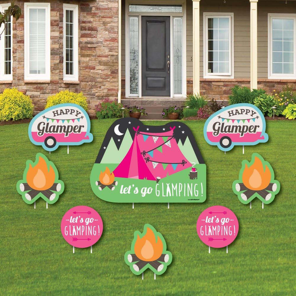 Amazon Com Let S Go Glamping Yard Sign Outdoor Lawn