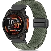 Laband QuickFit 22mm Magnetic Braided Compatible with Garmin Fenix 8 47mm Watch Band/7/7 Pro/6 Pro/6/5/5 Plus,Stretchy Nylon Elastic Fabric Strap for Instinct 3 45mm/Forerunner 965 955/Approach S62