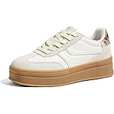 LUCKY STEP Platform Sneakers for Women Fashion Retro Thick Rubber Gum Sole Comfortable Tennis Skate Trainer Classic Walking Shoes Casual Streetwear