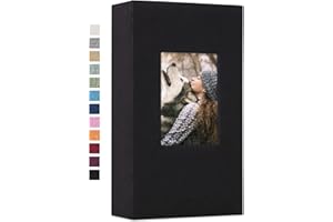 Vienrose Linen Photo Album 300 Pockets for 4x6 Photos Fabric Cover Photo Books Slip-in Picture Albums Wedding Baby Black