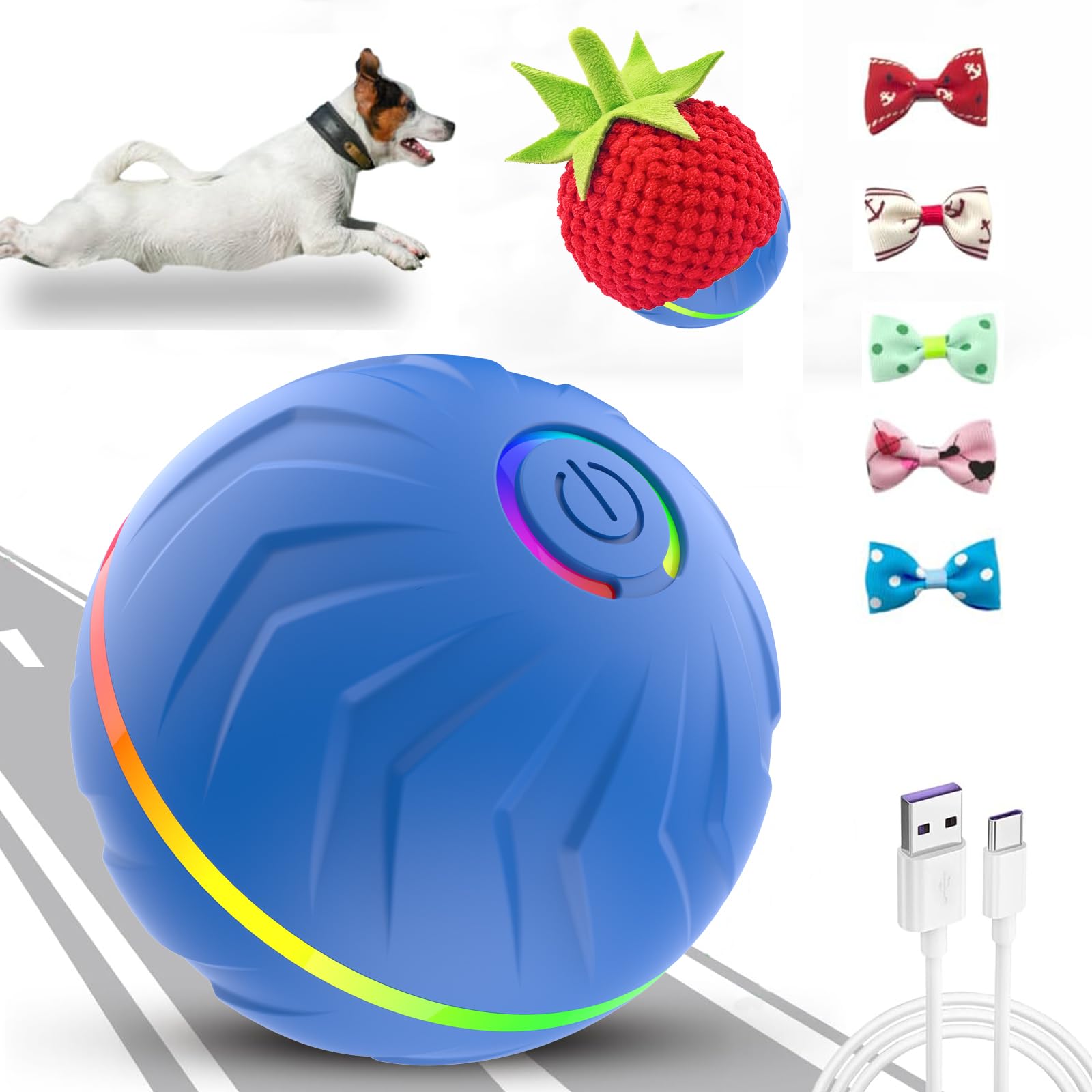 Photo 1 of Interactive Dog Toys Dogs Ball,Moving Dog Toy with Touch Activated,Anti Boredom Dog Toys for Small Medium Dogs,Tough Motion Activated Automatic Vibrating Dog Ball,USB Rechargeable (Blue)