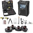 SUMK 2025 Upgrade Jack Pads for Tesla Model 3/Y/S/X Accessories 2024 2025 with Wireless Universal Tire Inflator Pump Set, Built-in Tire Repair Tools for Tesla 2013-2025 [Not Fit Austin Built Model Y]