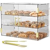 CITYJOY 3 Tiers Countertop Bakery Display Case | Commercial Pastry Display Case,5mm High Impact Panels,Food Display for cafe&amp;home,19.5"X15"X10.2"