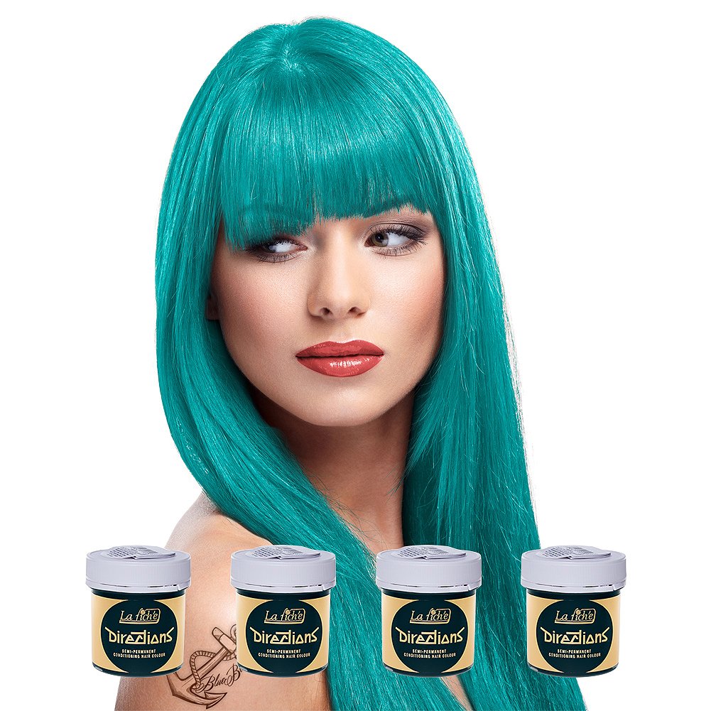 4 X La Riche Directions Semi-Permanent Hair Color 88ml Tubs - Turquoise