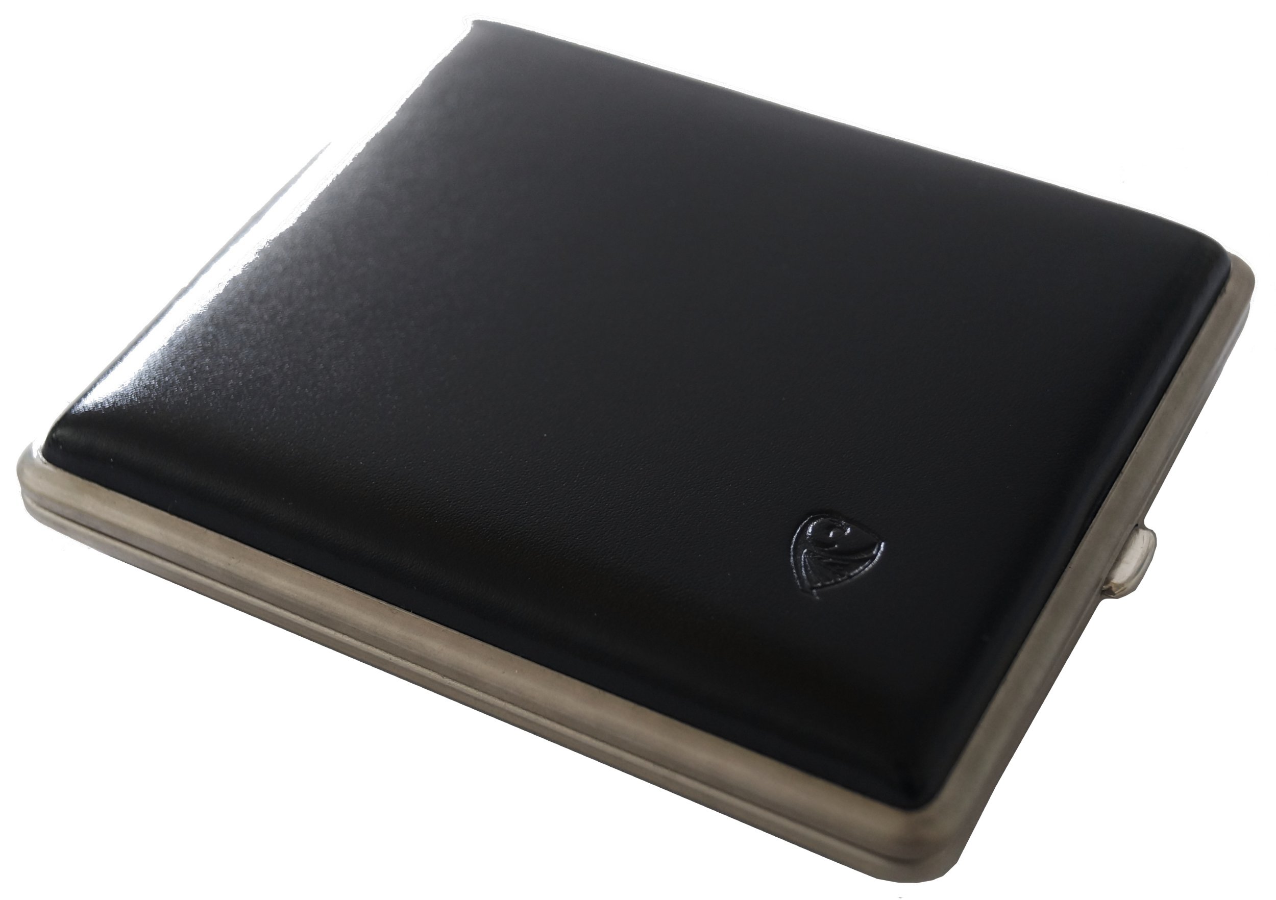 GERMANUS Cigarette Case: "Black Leather" , Made in Germany, 100 mm Length, for 80 mm - 100 mm Cigarettes