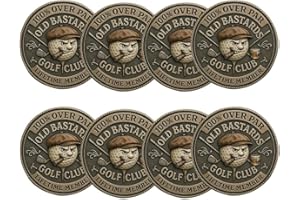 Over Par Old Bastards Golf Coin, Funny Double-Sided Challenge Coin with Whiskey Design, Lifetime Member Gag Gift for Golfers,