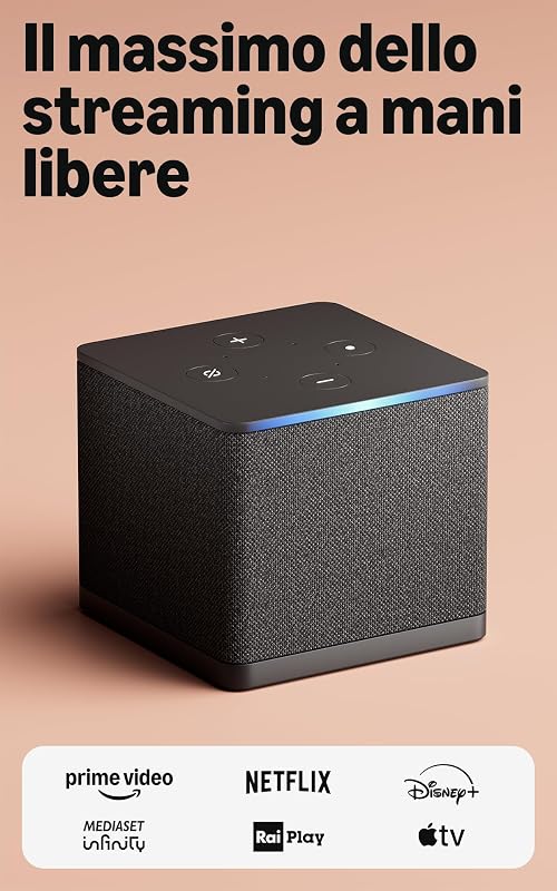 Fire TV Cube (Ultimo modello) | Lettore multimediale per lo streaming con controllo vocale tramite Alexa, Wi-Fi 6E e 4K Ultra HD, trova serie TV più velocemente con Alexa+