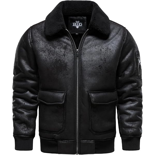 Amazon.com: Men's Fur Collar Leather Jacket Faux Leather Thermal