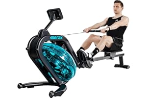 Merax Water Rowing Machine for Home Use,Indoor Exercise Water Rower 330LB Weight Capacity Rower Machine with Performance LCD Monitor,Tablet Holder and Comfortable Seat Cushion for Cardio Training