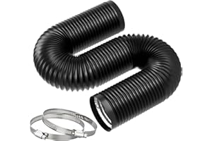 BEWAVE Dryer Vent Hose, 4 Inch 6.56 FT Flexible Aluminum Ducting Thick Layer Insulated Duct Vent Hose for Heating Cooling Ventilation and Exhaust with 2 Clamps, Black