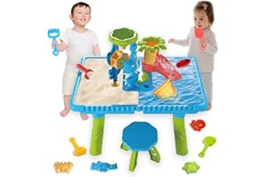 CHERUBFUNZ Water Table for Toddlers, Beach Outdoor Toys Set, Beach Animal Molds and Chairs, Puzzle Hands-on Toys, Summer Gift for Boys Girls Kids Aged 3 4 5 6+