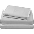Waterbed Sheets Queen Size 100% Cotton 15 Inches -Deep Pockets- Attached Waterbed Sheet Set- 4 Piece - Hotel Luxury Bed - Extra Soft -Light Grey Solid Bed Sheets -Queen Waterbed Sheet