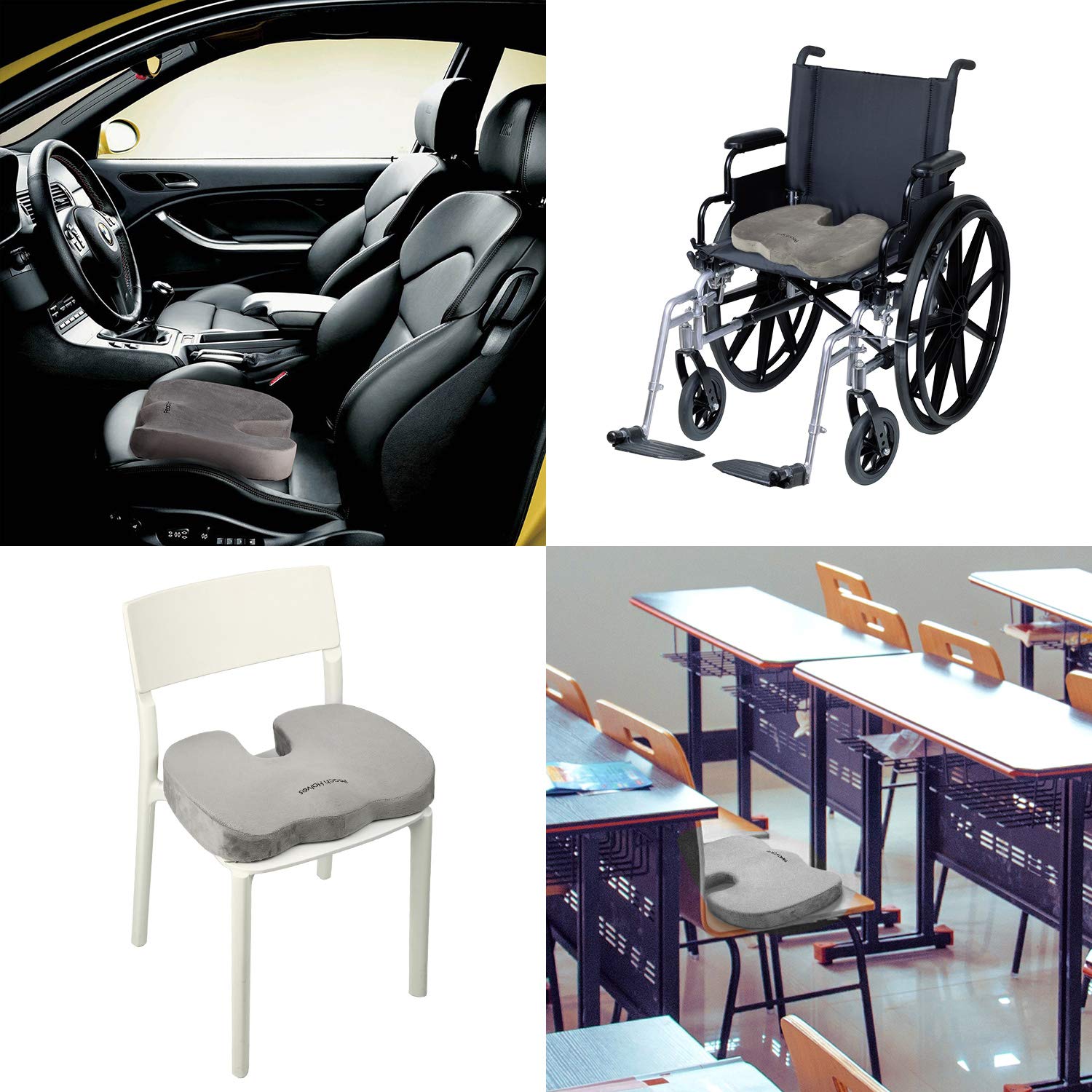 Peach Halves Orthopedic Pure Memory Foam Seat Cushion, Non-Slip Seat Cushion for Back, Sciatica, Tailbone Pain - Premium Comfort Coccyx Cushion for Car, Office Chair, Wheelchair