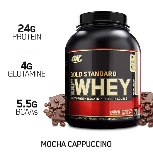 OPTIMUM NUTRITION GOLD STANDARD 100% Whey Protein Powder, Mocha Cappuccino, 5 Pound