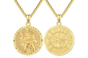 XIXLES 925 Sterling Silver Patron Saint Medal Protection Pendant Necklace Religion Jewelry for Men Women With 316L Stainless Steel Chain and Gifts Box