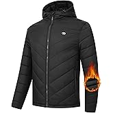 MoFiz Men's Lightweight Puffer Jacket Hooded Insulated Winter Puffy Coat Full Zip Water Resistant Windproof Hiking Jacket