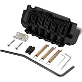 Musiclily Pro BV017 54mm 2-1/8" Roller Saddles 2-Point Tremolo Bridge Black | for Imported Strat Style Electric Guitar