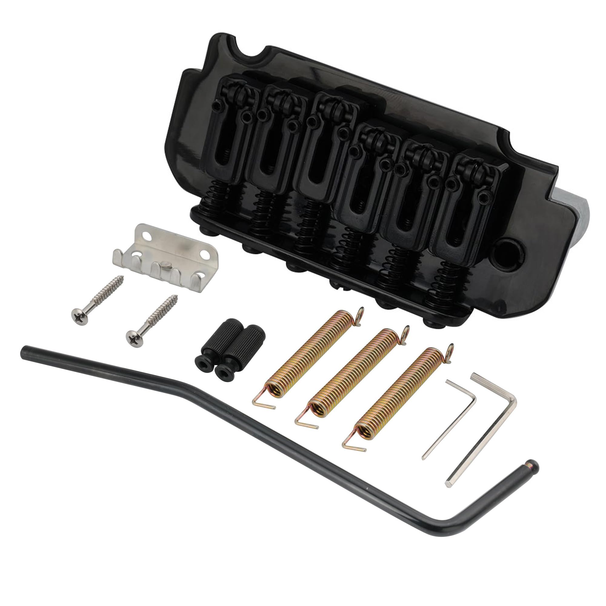 Musiclily Pro 54mm Roller Saddles 2-Point Tremolo Bridge for Import Strat Style Electric Guitar, Black