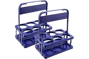 MUKLEI 2 Pack Foldable Cup Holder with Handle, 6 Cups Reusable Portable Plastic Drink Delivery Carrier, Beer Bottle Holder Pl