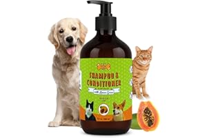 P.O.M. PETS POM Pets 2-in-1 Organic Dog Shampoo & Conditioner – Itchy Skin Relief, Dog Deshedding, Detangles Fur, Cat Shampoo, Paw Cleaner for Dogs, Natural Coat Defense Formula
