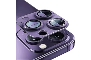 Lasllaves 2 Pack for iPhone 15 Pro/iPhone 15 Pro Max Camera Lens Protector,Truly Shatterproof Metal Camera Cover with 9H Tempered Glass Rear Camera Lens Protector Full Coverage (Dark Purple, 15 Pro/15