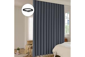 LuminBarrier Room Divider Curtain Sets with Bendable Ceiling Track, 95% Blackout Total Privacy Ceiling Track Curtains Floor to Curtains Track Kits 10 ft Wide x 9 ft Tall, Dark Grey, 1 Panel