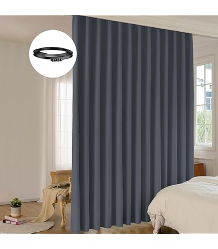 Hoeflife Room Divider Curtains, Blackout Ceiling Track Curtains With Hook Sound Proof Floor Curtains Perfect For
