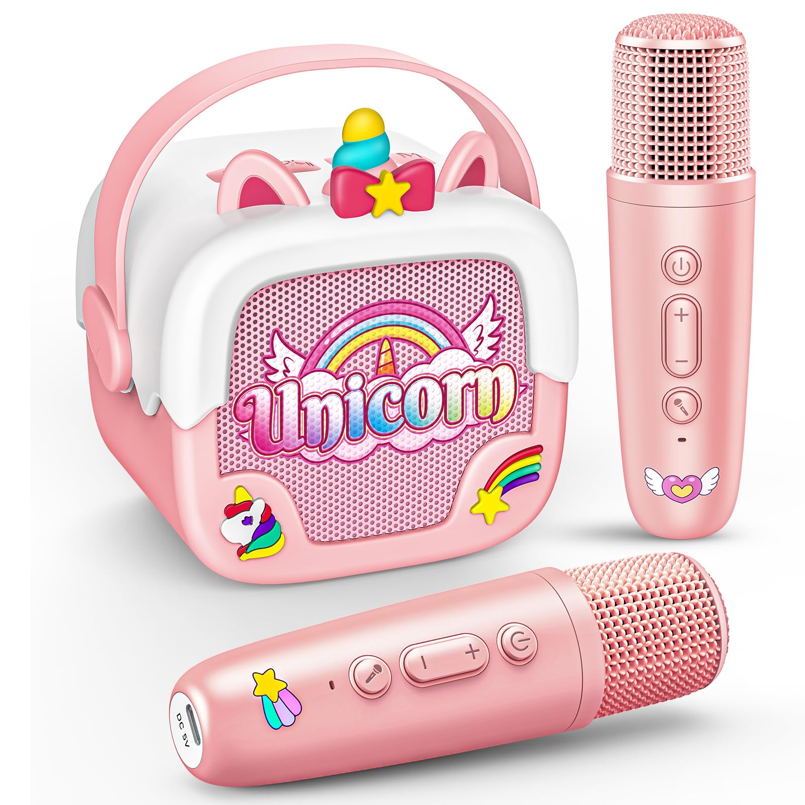Photo 1 of **NO MICROPHONES** Mini Karaoke Machine for Kids Girls: Unicorn Portable Bluetooth Speakers Easter Birthday Gifts for 5 6 7 8 9 10 11 Years Teen Toys for Girls Age 4-6 7 8 9 Basket Stuffers Pink